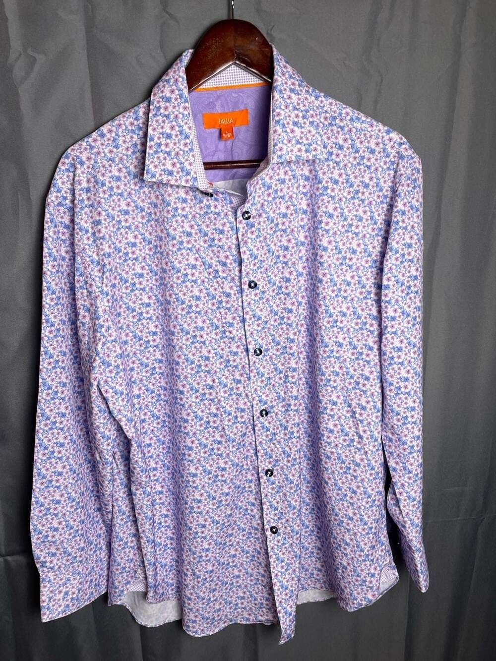 Tallia Men's Long Sleeve Ditsy Floral Print Button-Down Dress Shirt